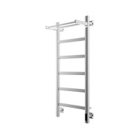 Полотенцесушитель электрический Grota Lore 430х1000 NP EL 100x45 см, подключение справа, слева, скрытое подключение справа, глянцевый хром, лесенка, с полкой