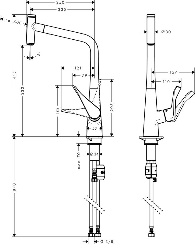 Смеситель для кухни Hansgrohe Metris Select 14884800