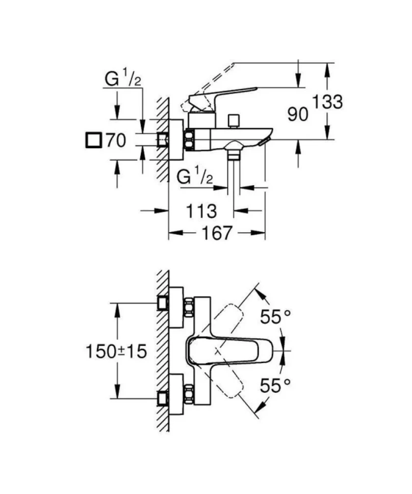 Смеситель для ванны GROHE Cubeo, хром (1018130000)