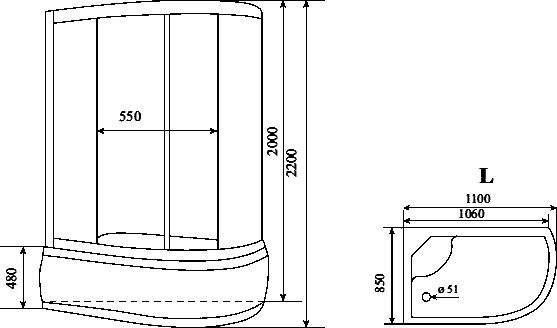 Душевая кабина Timo Standart T-6610SL Silver L с высоким поддоном