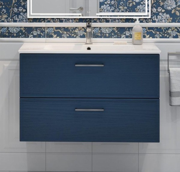 Тумба с раковиной KERAMA MARAZZI Piano Classic 85 подвесная, ясень синий матовый