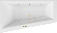 Акриловая ванна Excellent Sfera Slim Soft L 170x100 см, угловая, левая, встраиваемая, с гидромассажем, белая, асимметричная, с каркасом, со сливом-переливом, фурнитура золото