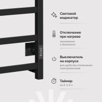 Полотенцесушитель электрический EWRIKA Пенелопа КВ7 80х50, с полкой, черный
