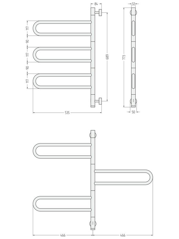 Полотенцесушитель электрический Сунержа Парео 4.0 31-0823-0773 75x50 см, скрытое подключение, матовый черный, E-образный