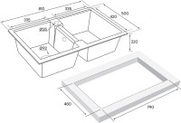 Мойка кухонная Paulmark Tandem 80/2PM238150-DG графит
