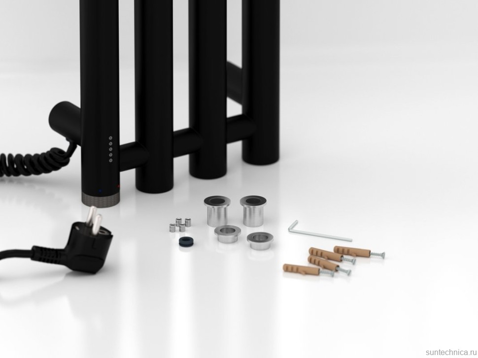 Полотенцесушитель электрический Сунержа Кантата 4.0 31-0886-1259 120x20 см, подключение слева, скрытое подключение слева, матовый черный, I-образный