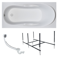 Акриловая ванна 1MarKa Medea Стандарт 2 150x70 см, встраиваемая, белая, с каркасом, со сливом-переливом