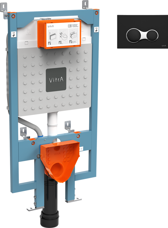 Система инсталляции для унитазов VitrA V8 768-5800-01 с кнопкой смыва Root Square 740-0411 черной