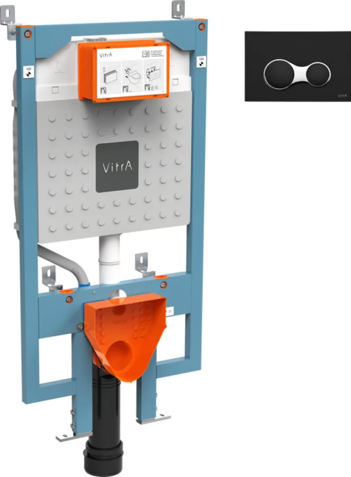 Система инсталляции для унитазов VitrA V8 768-5800-01 с кнопкой смыва Root Square 740-0411 черной