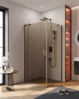 Душевой уголок Cezares Slider AH 1 100-80/90 BR GM профиль оружейная сталь, стекло бронза