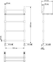 Полотенцесушитель водяной Secado Флоренция 3 85x55 см, бронза, лесенка, латунь, с полкой
