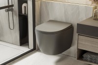 Унитаз подвесной Abber Bequem AC1101TMG безободковый, с микролифтом, матовый серый