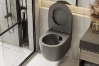 Унитаз подвесной Abber Bequem AC1101TMG безободковый, с микролифтом, матовый серый