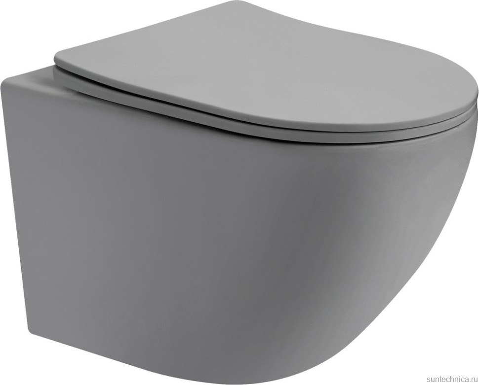 Унитаз подвесной Abber Bequem AC1101TMG безободковый, с микролифтом, матовый серый