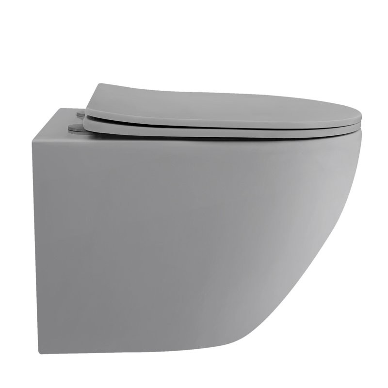 Унитаз подвесной Abber Bequem AC1101TMG безободковый, с микролифтом, матовый серый