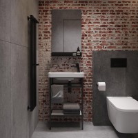 Консоль с раковиной STWORKI Эстфолл 55, черный муар 11054-KL