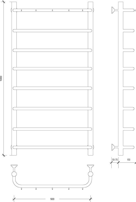 Полотенцесушитель водяной Secado Мерида 1 К 105x55 см, глянцевый хром, лесенка