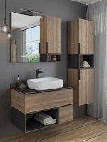 Мебель для ванной комнаты Comforty Штутгарт 90 подвесная, темно-коричневый дуб