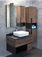 Мебель для ванной комнаты Comforty Штутгарт 90 подвесная, темно-коричневый дуб