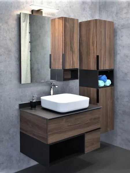 Мебель для ванной комнаты Comforty Штутгарт 90 подвесная, темно-коричневый дуб