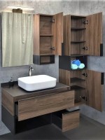 Мебель для ванной комнаты Comforty Штутгарт 90 подвесная, темно-коричневый дуб