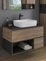 Мебель для ванной комнаты Comforty Штутгарт 90 подвесная, темно-коричневый дуб