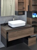 Мебель для ванной комнаты Comforty Штутгарт 90 подвесная, темно-коричневый дуб