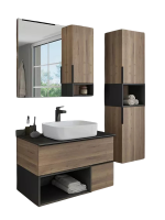 Мебель для ванной комнаты Comforty Штутгарт 90 подвесная, темно-коричневый дуб