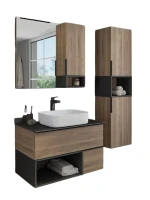 Мебель для ванной комнаты Comforty Штутгарт 90 подвесная, темно-коричневый дуб