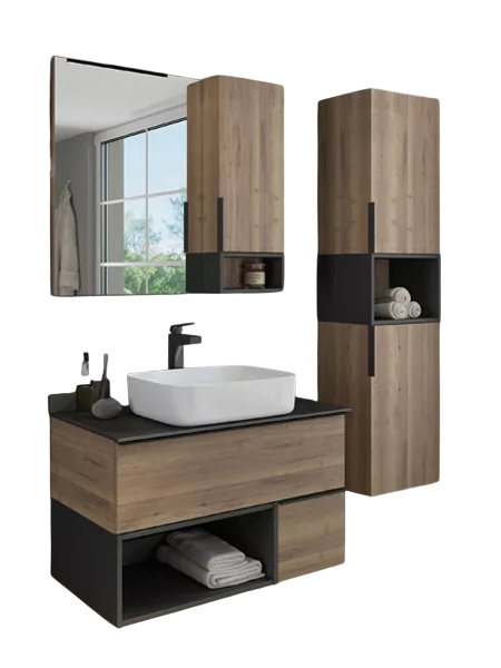 Мебель для ванной комнаты Comforty Штутгарт 90 подвесная, темно-коричневый дуб