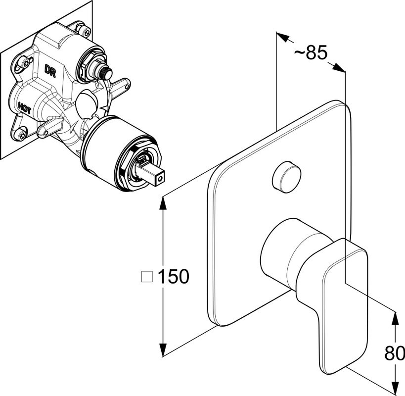 Встраиваемый смеситель для душа и ванны Kludi Renon 427595375 белый матовый