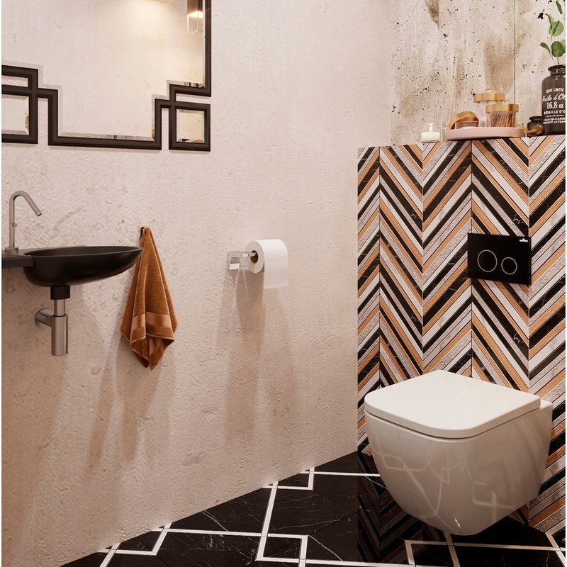 Система инсталляции для унитазов Lavinia Boho RelFix 77020020 4 в 1 с кнопкой смыва, матовый черный, хром