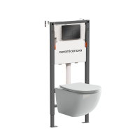 Комплект Ceramicanova Унитаз подвесной Forma CN3009 безободковый, с микролифтом + Инсталляция Balance CN121002MB с кнопкой Square матовой черной