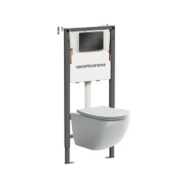 Комплект Ceramicanova Унитаз подвесной Forma CN3009 безободковый, с микролифтом + Инсталляция Balance CN121002MB с кнопкой Square матовой черной