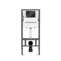 Комплект Ceramicanova Унитаз подвесной Forma CN3009 безободковый, с микролифтом + Инсталляция Balance CN121002MB с кнопкой Square матовой черной