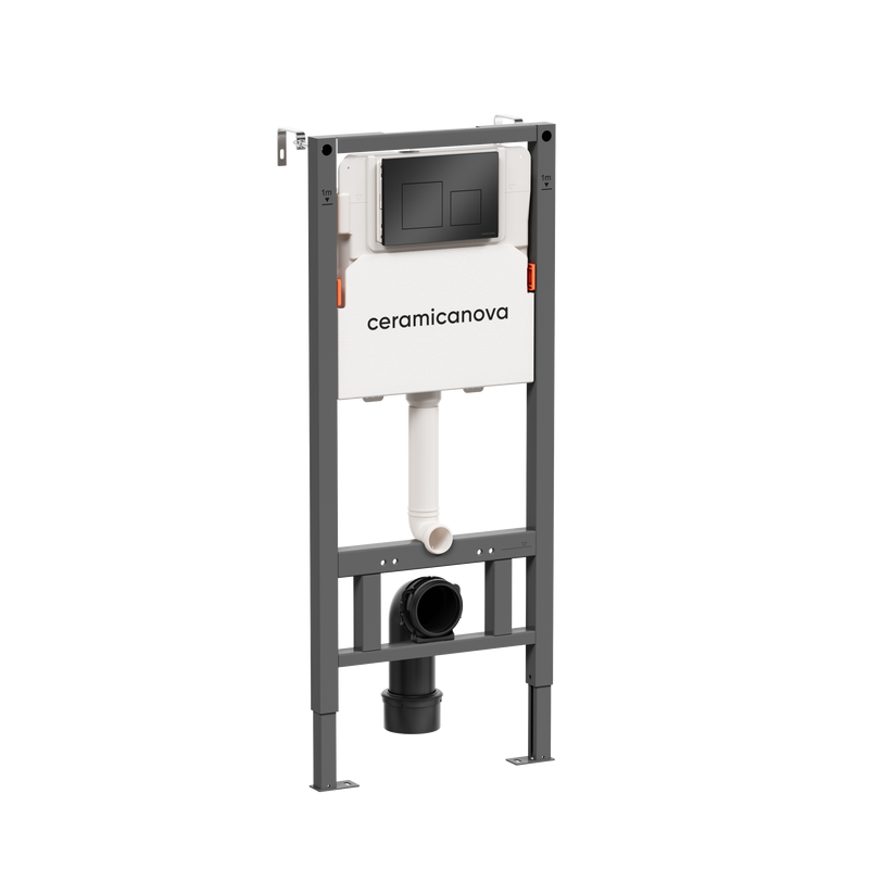 Комплект Ceramicanova Унитаз подвесной Forma CN3009 безободковый, с микролифтом + Инсталляция Balance CN121002MB с кнопкой Square матовой черной