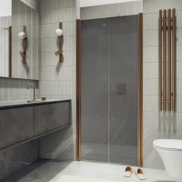 Душевая дверь в нишу Maybahglass MGD-443-2 99 см, профиль матовая бронза, стекло графит