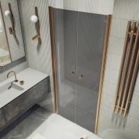 Душевая дверь в нишу Maybahglass MGD-443-2 99 см, профиль матовая бронза, стекло графит