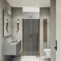 Душевая дверь в нишу Maybahglass MGD-443-2 99 см, профиль матовая бронза, стекло графит