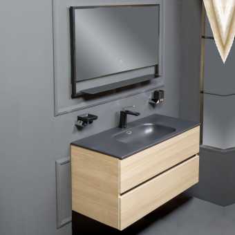 Мебель для ванной Armadi Art Vallessi 100 дуб светлый, с черной раковиной