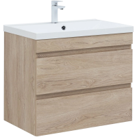 Тумба с раковиной Aquanet Нота new 75 подвесная, дуб светлый