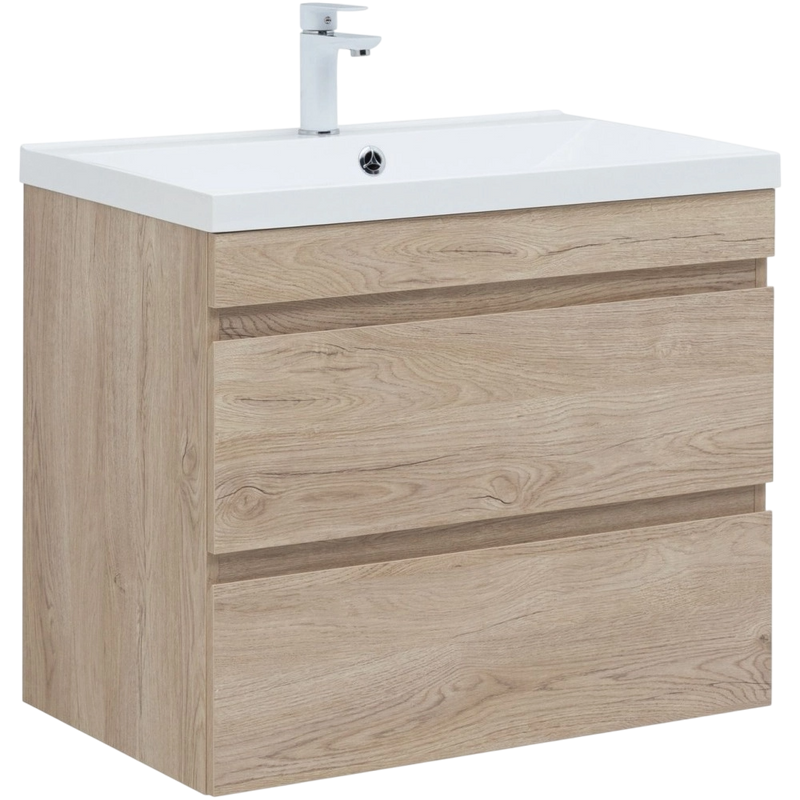 Тумба с раковиной Aquanet Нота new 75 подвесная, дуб светлый