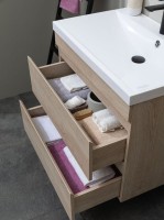 Тумба с раковиной Aquanet Нота new 75 подвесная, дуб светлый