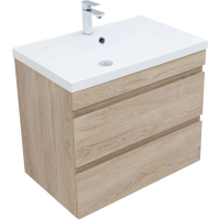 Тумба с раковиной Aquanet Нота new 75 подвесная, дуб светлый