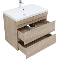 Тумба с раковиной Aquanet Нота new 75 подвесная, дуб светлый