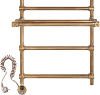 Полотенцесушитель электрический Secado Флоренция 3 65x55 см, подключение слева, бронза, лесенка, латунь, с полкой