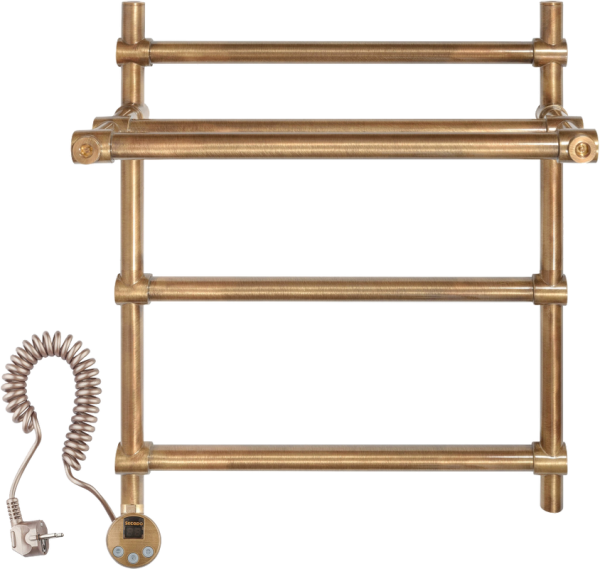 Полотенцесушитель электрический Secado Флоренция 3 65x55 см, подключение слева, бронза, лесенка, латунь, с полкой