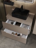 Мебель для ванной комнаты Orange Line 80 подвесная, 2 ящика, матовый латте с раковиной B01-475mb