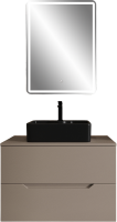 Мебель для ванной комнаты Orange Line 80 подвесная, 2 ящика, матовый латте с раковиной B01-475mb