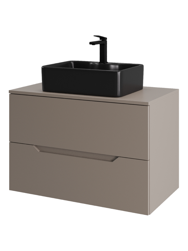 Мебель для ванной комнаты Orange Line 80 подвесная, 2 ящика, матовый латте с раковиной B01-475mb